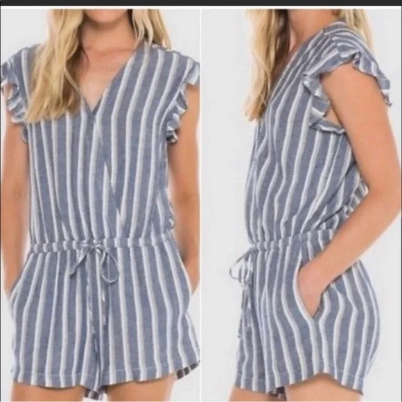 Cloth & Stone Shorts Romper Linen Blend Size Large - Picture 9 of 9